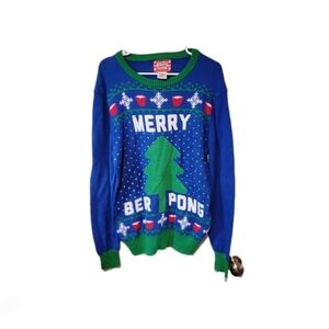Ugly Christmas Sweater Party Beer Bong Drinking Alcohol Holiday Medium